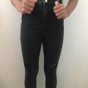 Black cropped boyfriend jeans